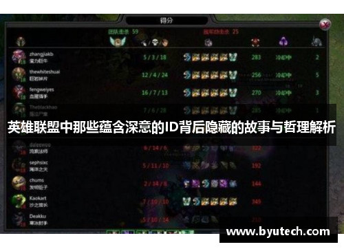 英雄联盟中那些蕴含深意的ID背后隐藏的故事与哲理解析